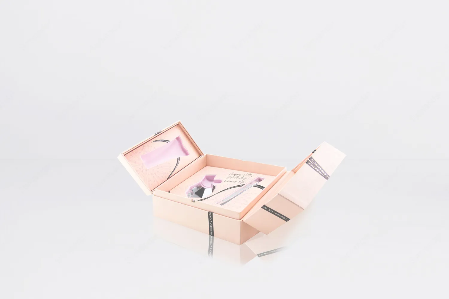 Rigid box in irregular shape with double door opening structure